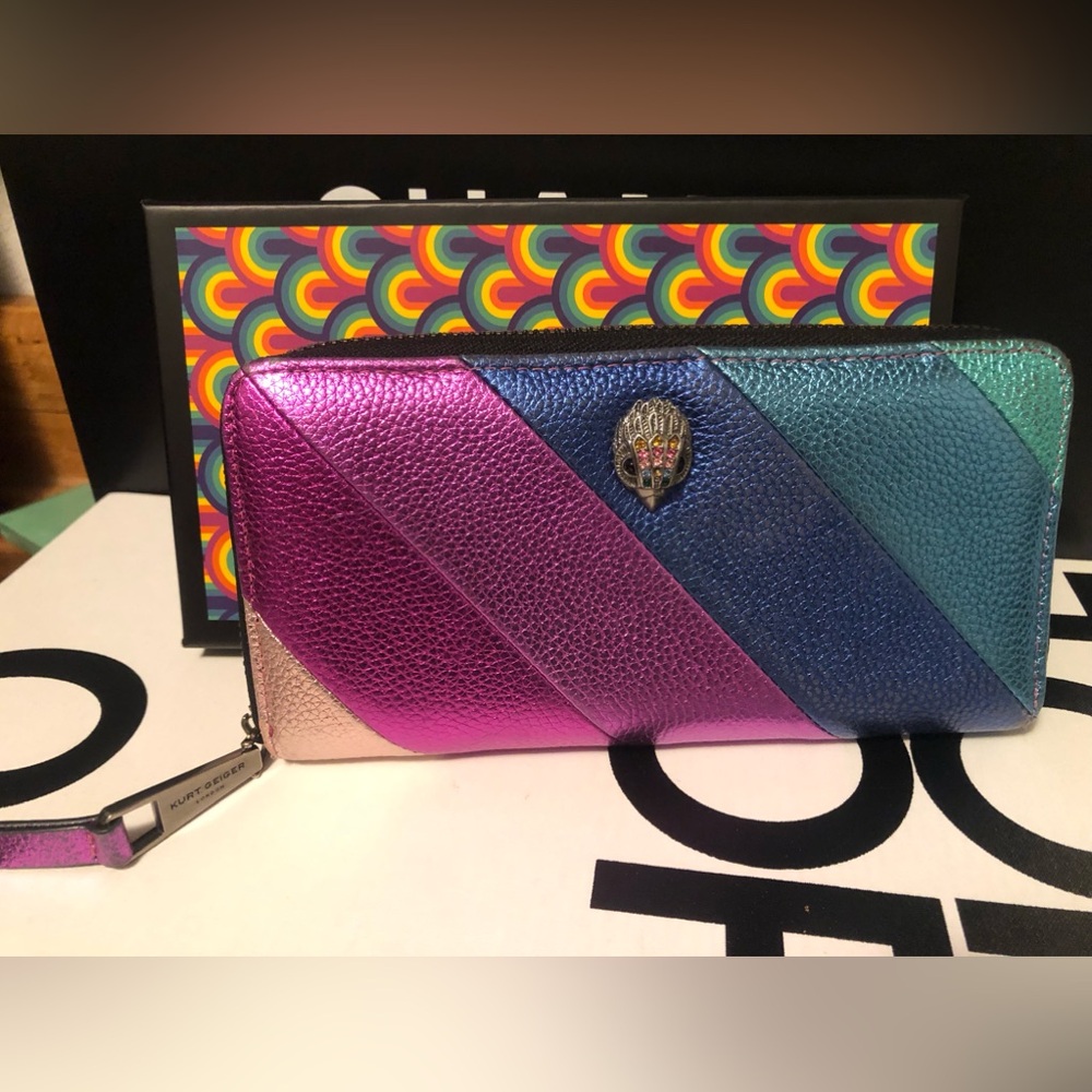 Kurt Geiger Rainbow 🌈 Colorful Vibrant Long Wallet Large Zip